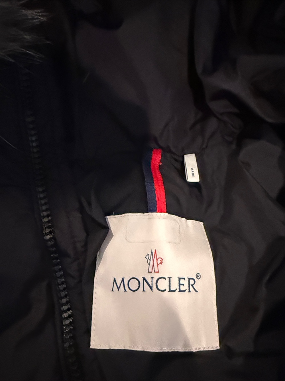 Moncler Black Down Jacket with Fur-Trim Hood - Picture 2 of 5